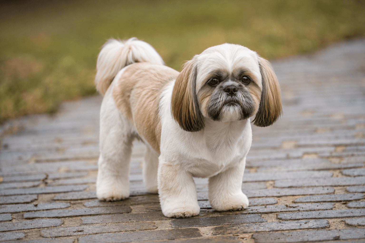 Shih tzu tosado caminhando